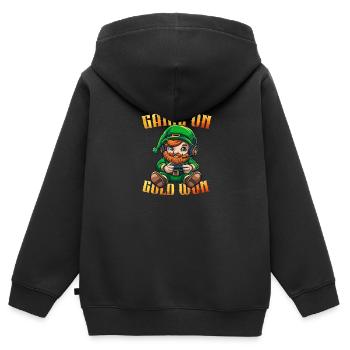 Cute Leprechaun Gamer - Kinder Premium Organic Zip Hoodie - Schwarz - Hinten - AI Model Kid Male (0cm)