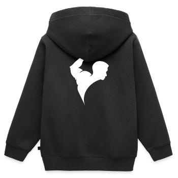 Gym Sport Kraftsport - Kinder Premium Organic Zip Hoodie - Schwarz - Hinten - AI Model Kid Male (0cm)