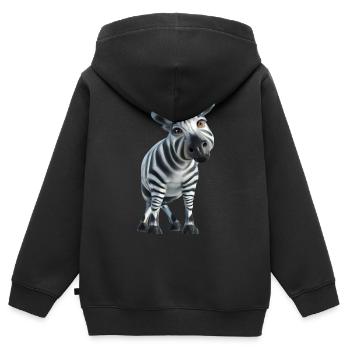 Joli design de zèbre - Sweat Premium à capuche zippé enfant bio - noir - Dos - AI Model Kid Male (0cm)