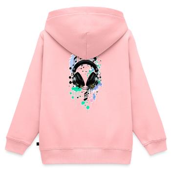 Kopfhörer - Kinder Premium Organic Zip Hoodie - Rosa - Hinten - AI Model Kid Female (0cm)