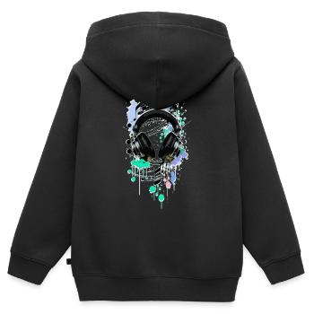 Kopfhörer - Kinder Premium Organic Zip Hoodie - Schwarz - Hinten - AI Model Kid Male (0cm)