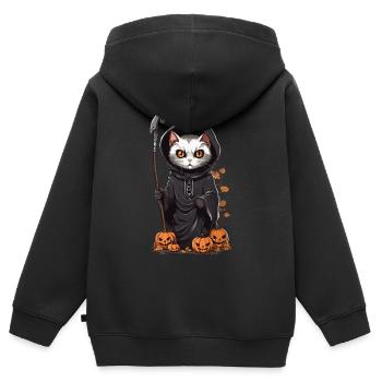 Mignon Halloween Cat Druide Costume - Sweat Premium à capuche zippé enfant bio - noir - Dos - AI Model Kid Male (0cm)