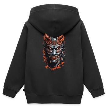 Dämonische Oni Maske Halloween Horror Design - Kinder Premium Organic Zip Hoodie - Schwarz - Hinten - AI Model Kid Male (0cm)