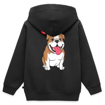 Bouledogue - Sweat Premium à capuche zippé enfant bio - noir - Dos - AI Model Kid Male (0cm)