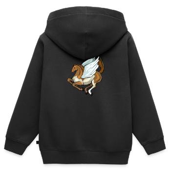 Pegasus - Kinder Premium Organic Zip Hoodie - Schwarz - Hinten - AI Model Kid Male (0cm)