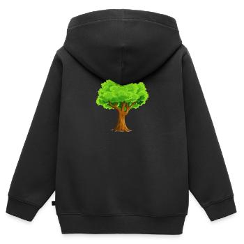 arbre - Sweat Premium à capuche zippé enfant bio - noir - Dos - AI Model Kid Male (0cm)