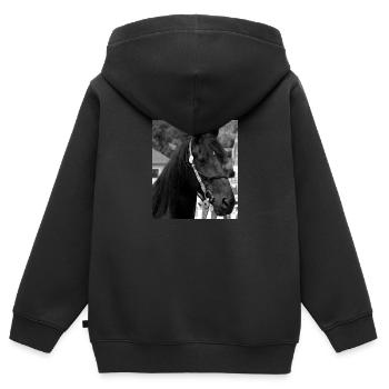 Pferdekopf - Kinder Premium Organic Zip Hoodie - Schwarz - Hinten - AI Model Kid Male (0cm)