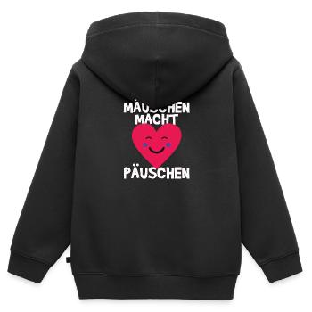 Maus, Mäuschen, macht, Päuschen, Mäuschen macht - Kinder Premium Organic Zip Hoodie - Schwarz - Hinten - AI Model Kid Male (0cm)