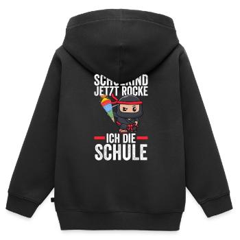 Schulkind Ninja Schulbeginn Geschenk - Kinder Premium Organic Zip Hoodie - Schwarz - Hinten - AI Model Kid Male (0cm)