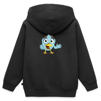 Vogel - Kinder Premium Organic Zip Hoodie - Schwarz - Hinten - AI Model Kid Male (0cm)