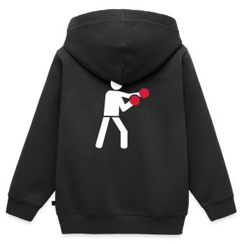 Boxen - Kinder Premium Organic Zip Hoodie - Schwarz - Hinten - AI Model Kid Male (0cm)