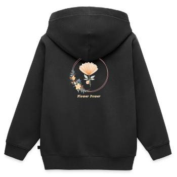 Flower Power - Kinder Premium Organic Zip Hoodie - Schwarz - Hinten - AI Model Kid Male (0cm)