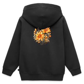 Blumen - Kinder Premium Organic Zip Hoodie - Schwarz - Hinten - AI Model Kid Male (0cm)