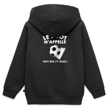 Match supporter de foot cadeau footballeur - Sweat Premium à capuche zippé enfant bio - noir - Dos - AI Model Kid Male (0cm)