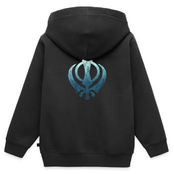 Khanda Sikh Symbol Sikhismus Religion Spirituell - Kinder Premium Organic Zip Hoodie - Schwarz - Hinten - AI Model Kid Male (0cm)