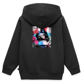 Affe, Graffiti, Badezimmer, Bad, Malerei, bunt - Kinder Premium Organic Zip Hoodie - Schwarz - Hinten - AI Model Kid Male (0cm)