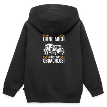 Ohne mich wärst du obdachlos Betonmischer - Kinder Premium Organic Zip Hoodie - Schwarz - Hinten - AI Model Kid Male (0cm)