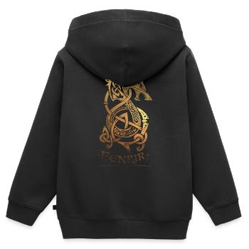 Fenrir - Wolf - Odin - Walhalla - Nurdisch - - Kinder Premium Organic Zip Hoodie - Schwarz - Hinten - AI Model Kid Male (0cm)
