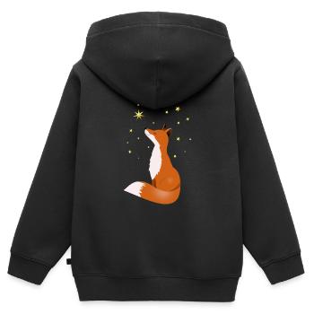 Renard dans la nuit - Sweat Premium à capuche zippé enfant bio - noir - Dos - AI Model Kid Male (0cm)