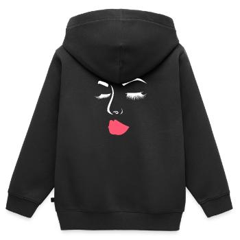 Frauen Gesicht mit Augenbrauen Wimpern Lippen - Kinder Premium Organic Zip Hoodie - Schwarz - Hinten - AI Model Kid Male (0cm)