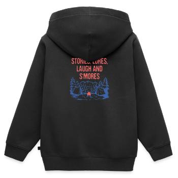 Stories Lores Laugh & S'mores Camping Sayings - Kinder Premium Organic Zip Hoodie - Schwarz - Hinten - AI Model Kid Male (0cm)