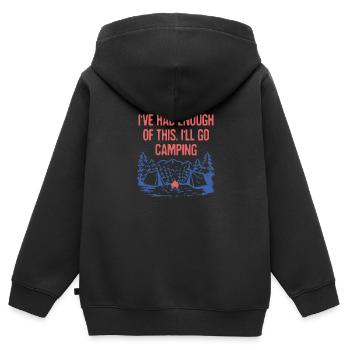 J’en ai assez de ce camping-car de vacances en camping - Sweat Premium à capuche zippé enfant bio - noir - Dos - AI Model Kid Male (0cm)