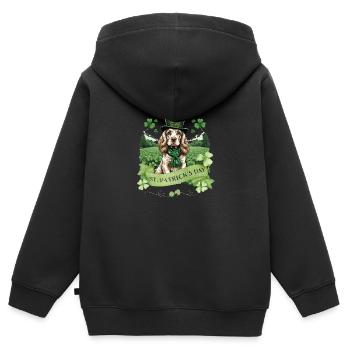 Irish Setter St. Patrick's Day Green Hat Pup - Kinder Premium Organic Zip Hoodie - Schwarz - Hinten - AI Model Kid Male (0cm)