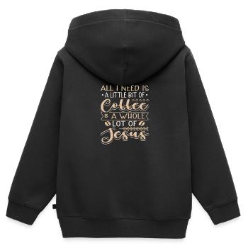 Coffee & Jesus - Kinder Premium Organic Zip Hoodie - Schwarz - Hinten - AI Model Kid Male (0cm)