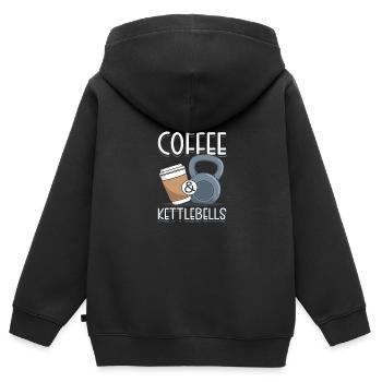 Coffee & Kettlebells - Kinder Premium Organic Zip Hoodie - Schwarz - Hinten - AI Model Kid Male (0cm)