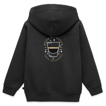 More Espresso Less Depresso - Kinder Premium Organic Zip Hoodie - Schwarz - Hinten - AI Model Kid Male (0cm)