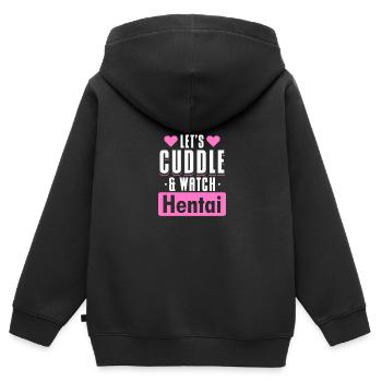 Let's Cuddle And Watch - Kinder Premium Organic Zip Hoodie - Schwarz - Hinten - AI Model Kid Male (0cm)