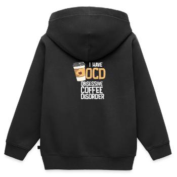 Obsessive Coffee Disorder - Kinder Premium Organic Zip Hoodie - Schwarz - Hinten - AI Model Kid Male (0cm)
