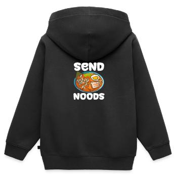 Send Noods - Kinder Premium Organic Zip Hoodie - Schwarz - Hinten - AI Model Kid Male (0cm)
