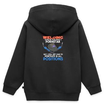 Welding Saved Me - Kinder Premium Organic Zip Hoodie - Schwarz - Hinten - AI Model Kid Male (0cm)