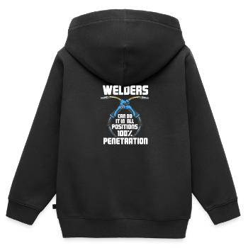 Welders Can Do It In All Positions - Kinder Premium Organic Zip Hoodie - Schwarz - Hinten - AI Model Kid Male (0cm)