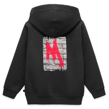 mur m - Sweat Premium à capuche zippé enfant bio - noir - Dos - AI Model Kid Male (0cm)