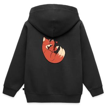 Fox Cuddle ami ou petite amie cadeau - Sweat Premium à capuche zippé enfant bio - noir - Dos - AI Model Kid Male (0cm)