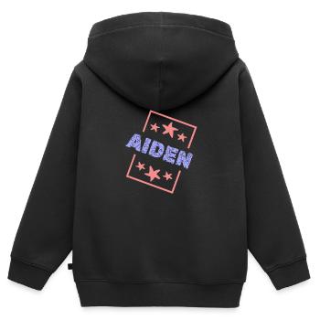 Anniversaire Aiden - Sweat Premium à capuche zippé enfant bio - noir - Dos - AI Model Kid Male (0cm)