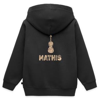 Mathis als Bratsche - Kinder Premium Organic Zip Hoodie - Schwarz - Hinten - AI Model Kid Male (0cm)
