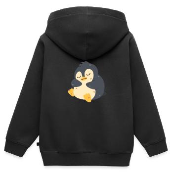 Le pingouin dort - Sweat Premium à capuche zippé enfant bio - noir - Dos - AI Model Kid Male (0cm)