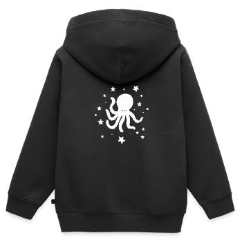 Octopus Octopus Zoo animal tentacules marins - Sweat Premium à capuche zippé enfant bio - noir - Dos - AI Model Kid Male (0cm)