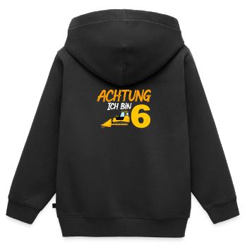 Ich bin 6 Planierraupe 6. Geburtstag 6 Jahre - Kinder Premium Organic Zip Hoodie - Schwarz - Hinten - AI Model Kid Male (0cm)