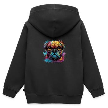 Mops in verschiedenen Farben - Kinder Premium Organic Zip Hoodie - Schwarz - Hinten - AI Model Kid Male (0cm)