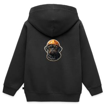 Mops als Baumeister - Kinder Premium Organic Zip Hoodie - Schwarz - Hinten - AI Model Kid Male (0cm)