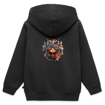 Katze Farbenfroh - Kinder Premium Organic Zip Hoodie - Schwarz - Hinten - AI Model Kid Male (0cm)