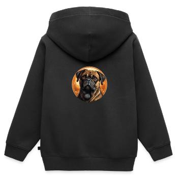 Treu blickender Mops Kopf - Kinder Premium Organic Zip Hoodie - Schwarz - Hinten - AI Model Kid Male (0cm)