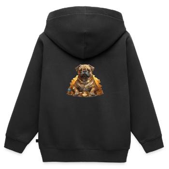Carlin chercheur d’or - Sweat Premium à capuche zippé enfant bio - noir - Dos - AI Model Kid Male (0cm)