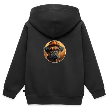 Mops als Baumeister - Kinder Premium Organic Zip Hoodie - Schwarz - Hinten - AI Model Kid Male (0cm)