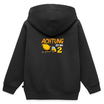 Ich bin 2 Betonmischer 2. Geburtstag 2 Jahre - Kinder Premium Organic Zip Hoodie - Schwarz - Hinten - AI Model Kid Male (0cm)