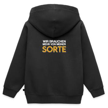 Wir brauchen mehr von meiner Sorte - Kinder Premium Organic Zip Hoodie - Schwarz - Hinten - AI Model Kid Male (0cm)